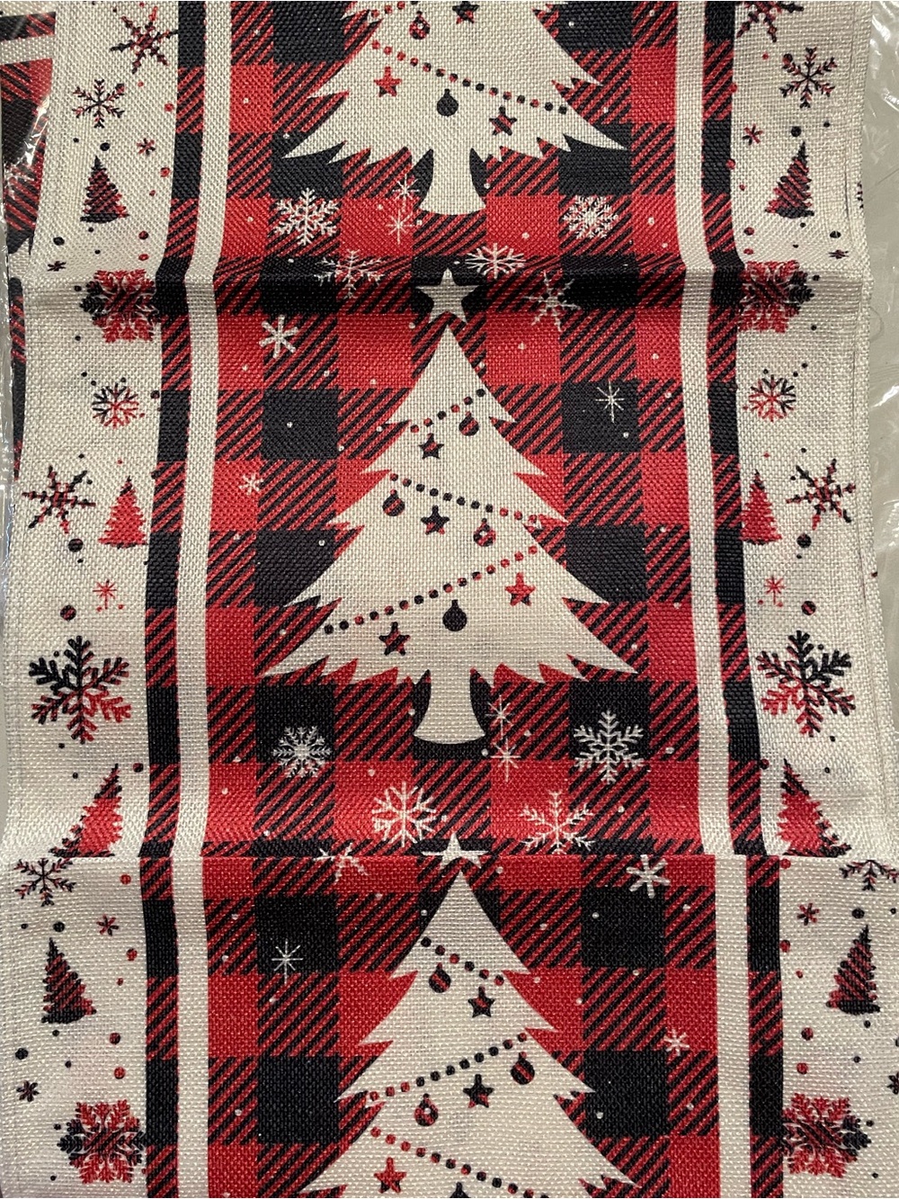 Holiday Buffalo Plaid Christmas Tree Table Runner - Red & White 13”x72” New